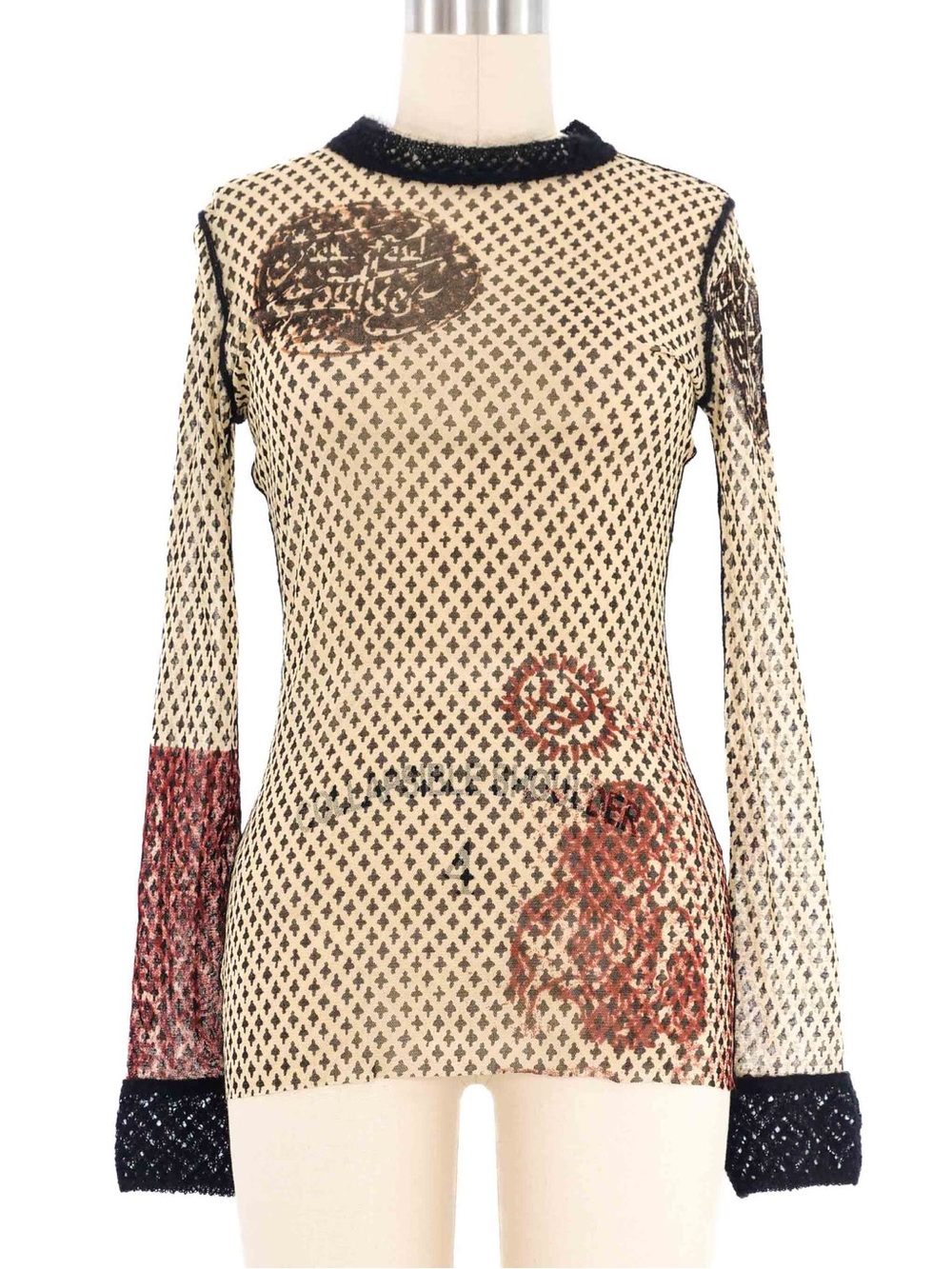 1990s Jean Paul gaultier mesh top with mohair trim